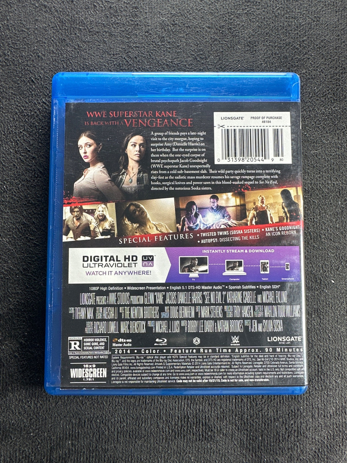 See No Evil 2 (Blu-ray, Lionsgate, Kane Horror, Widescreen, No DIgital)