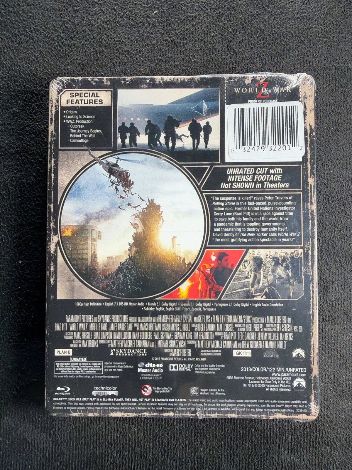 World War Z (Blu-ray, Paramount, MetalPak/Steelbook, NEW/Sealed)