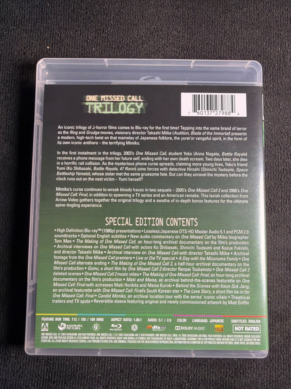 One Missed Call Trilogy (Blu-ray, Arrow Video, 3 Movies,  Special Ed, US Release