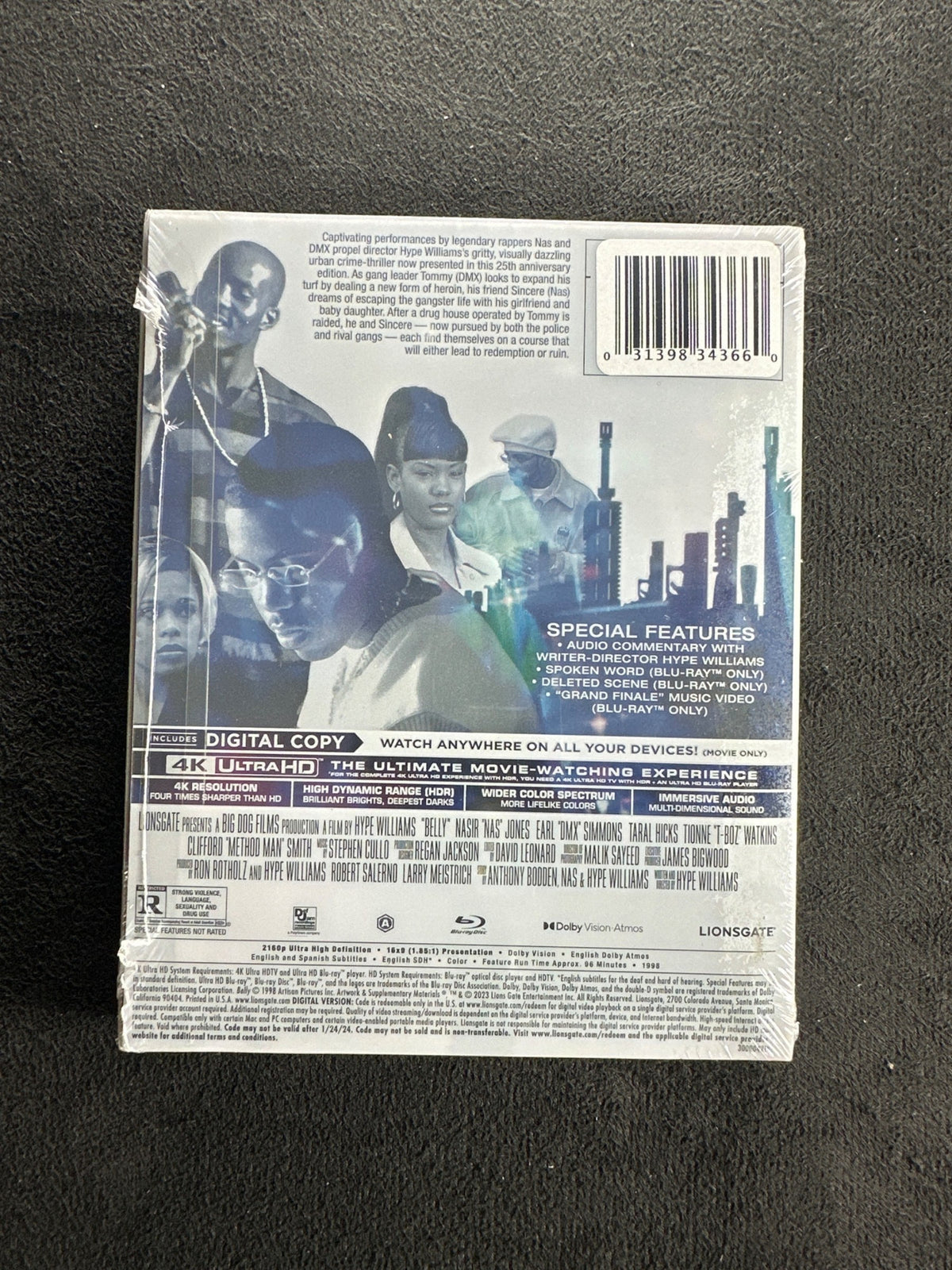 Belly (4K Ultra HD Lionsgate, DMX Classic, Slipcover, NEW/Sealed)