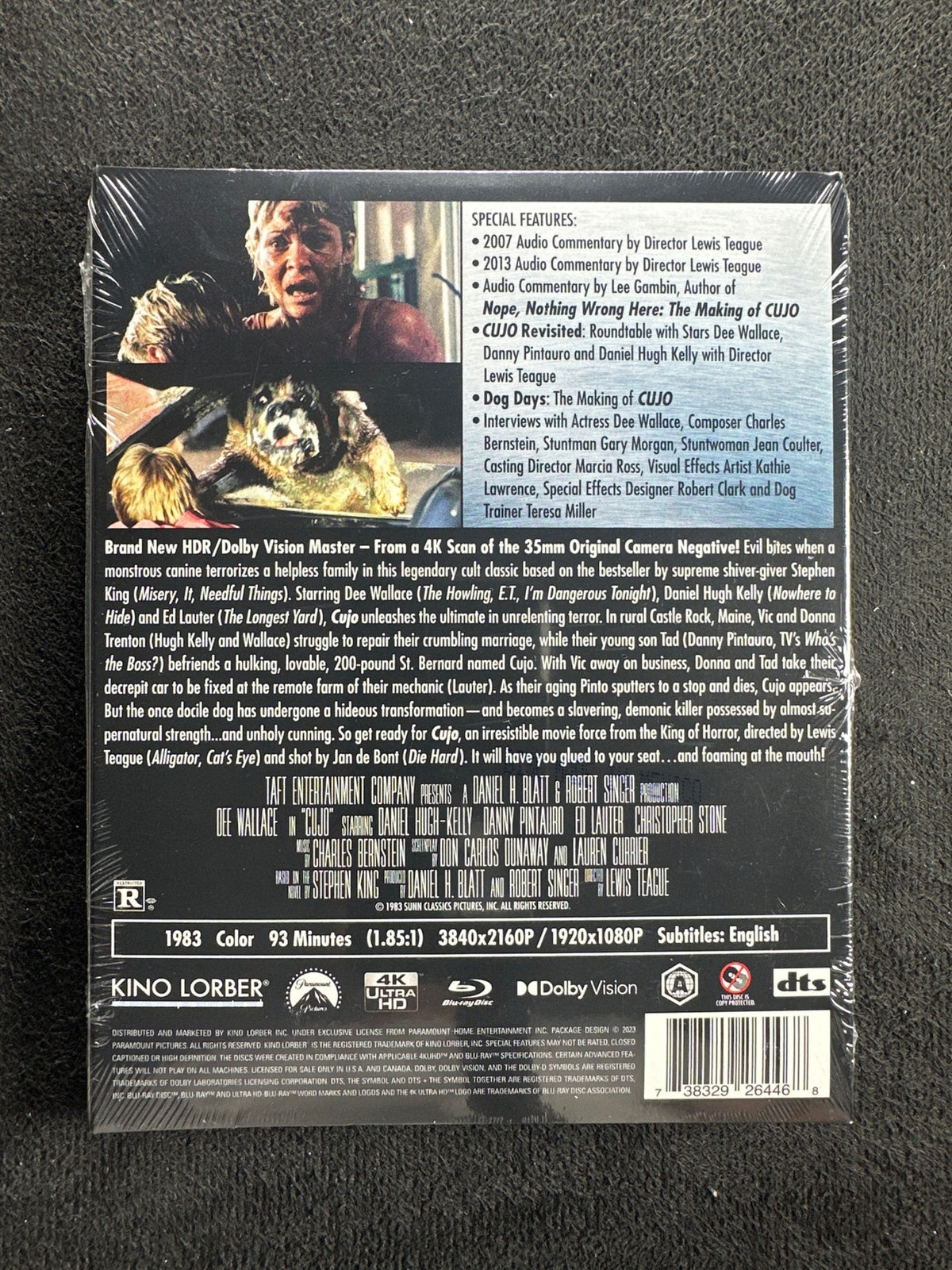 Cujo (4K Ultra HD, Kino Lorber, Slipcover, 80's Horror, NEW/Sealed)
