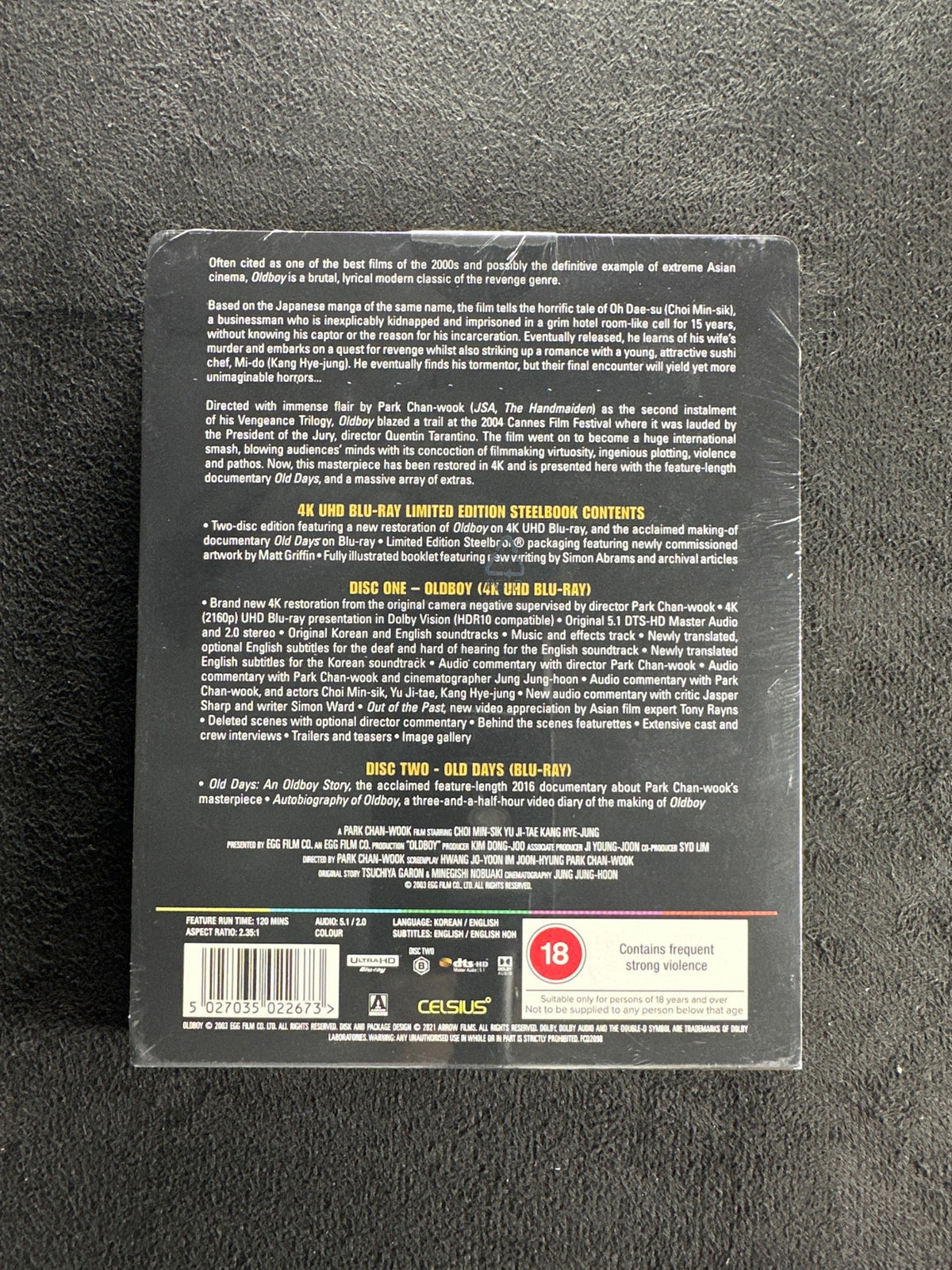 Oldboy (4K Ultra HD, Arrow Video, Region B, Limited Edition, NEW/Sealed)