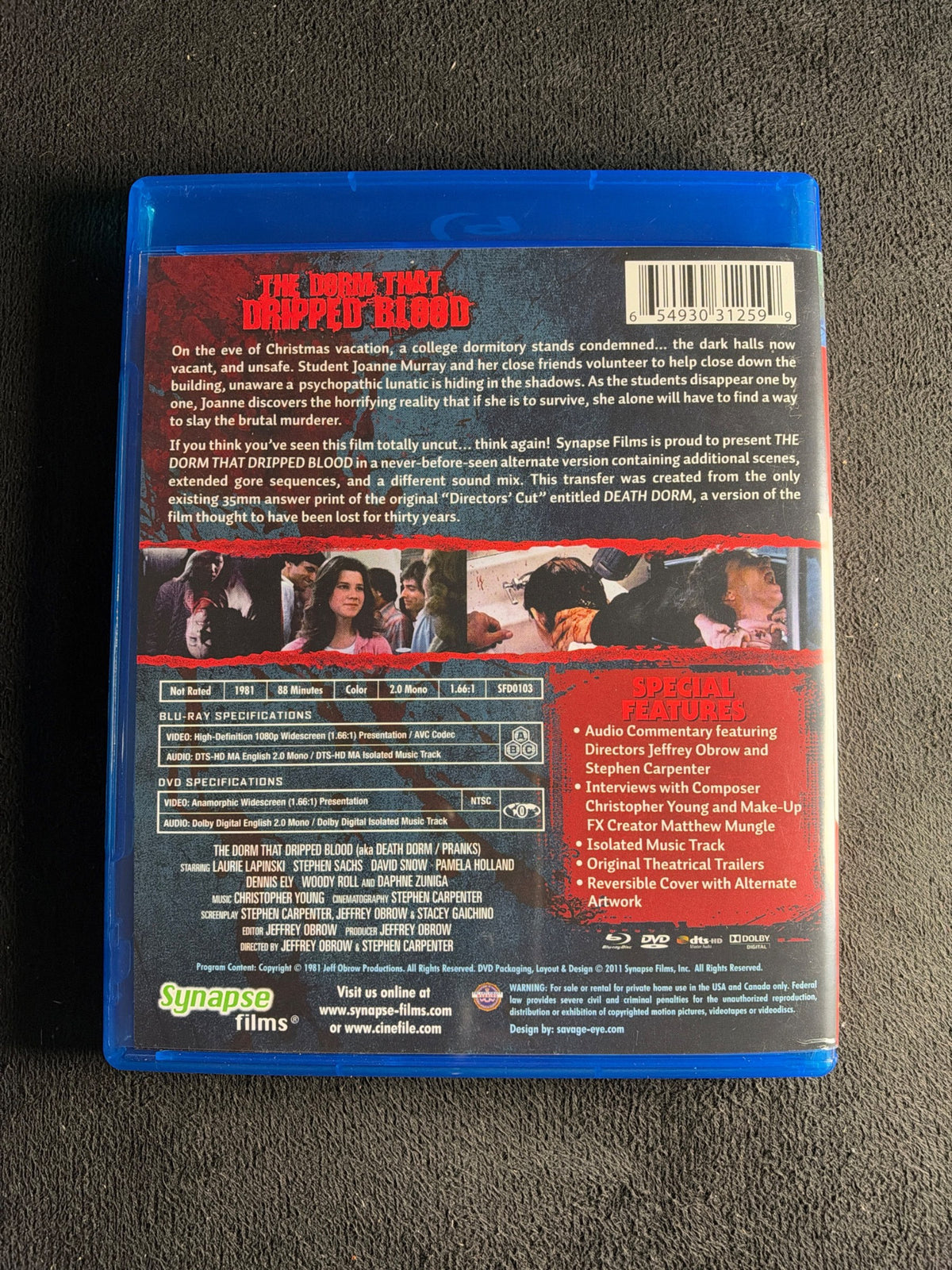 The Dorm That Dripped Blood (Blu-ray, Synapse Films, 80's Horror, Widescreen)