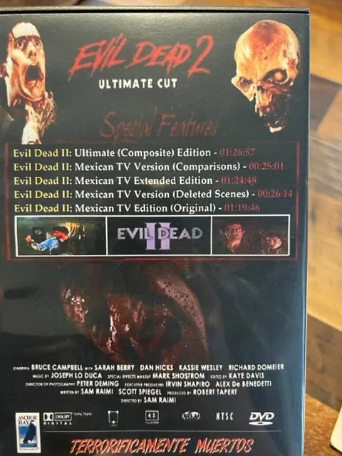 The Evil Dead 2 Ultimate Mexican TV Cut DVD - Workprint - Rare