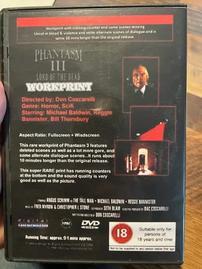 Phantasm III Lord of the Dead Workprint DVD - Classic Horror